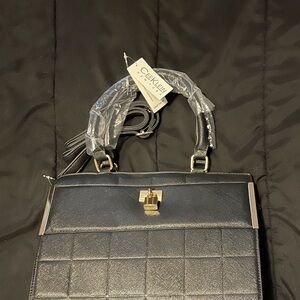 Black Quilted Satchel